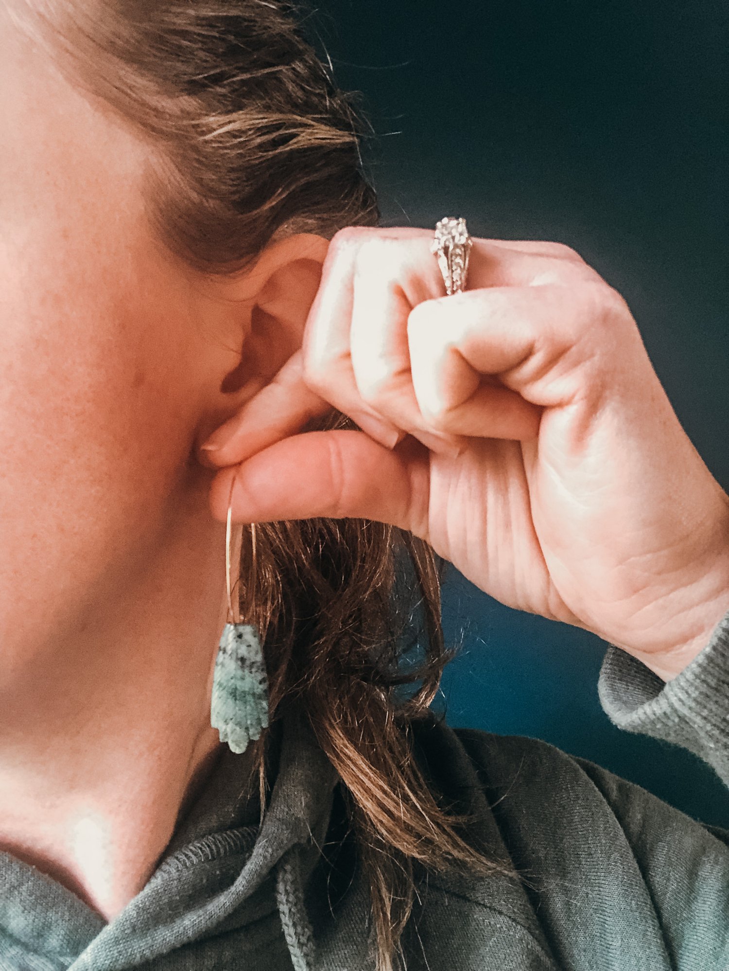 Image of Chrysocolla Plume Hoops