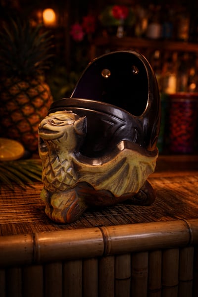 Image of Rare “Doom Muggy” Tiki Diablo/Tahiti Gil A.P. (Artist Proof) Test Glaze: Blk/Tan/Brn