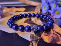 Image 2 of Amethyst & Dark Blue Sodalite 2pc Stacked Bracelet Set, Men Stretch Bracelet
