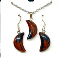 Image 1 of Mahogany Obsidian Moon Jewlery Set