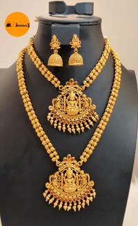 Image 1 of Avaya-Combo Temple Jewelry Necklace Set Featuring Goddess Laxmi