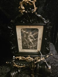 Image 5 of "SATAN CHAINED" 1800s Bible Page With Incredible Ornate Frame And Preserved Web