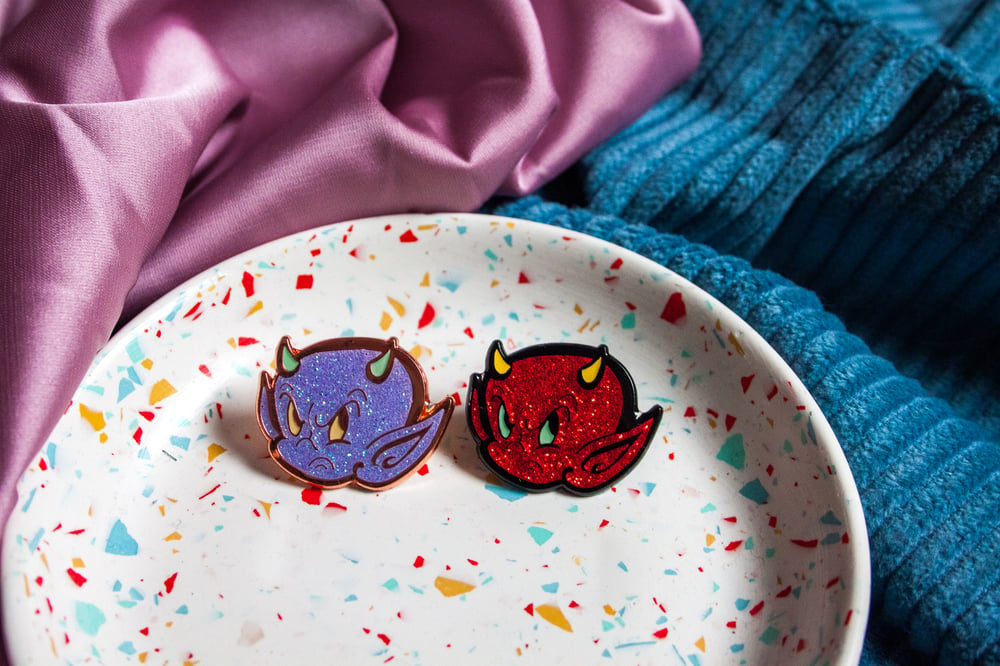 Image of Hot Stuff Devil Glitter Enamel Pin