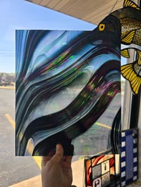 Image 2 of 10x12 Black and Clear Iridescent Baroque Glass 