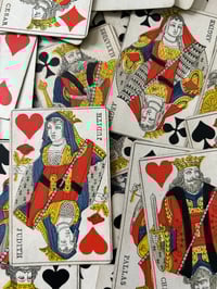 Image 10 of Joli jeu de 32 cartes du XIXème siècle, deux tampons fiscaux de 1890, filigrané, dos corail