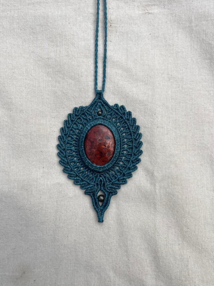 Image of Macrame necklace with jasper stone