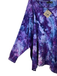 Image 5 of ♻️ UPCYCLED 4X PLUS French Terry Pullover in Purple Haze Ice Dye