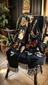 Image 1 of Woven Insect Halloween Blanket – Cotton Fringe Blanket