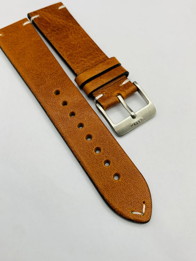 Image of 22mm Heavy duty vintage style leather strap,Genuine Fortis S/S buckle(FT-03)