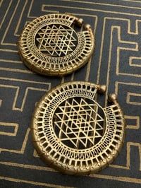Image 2 of XL Gold Sri Yantra hoop ear weights