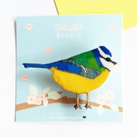 Blue-tit bird brooch