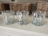 Image 3 of SET OF 3 WHITE CLEAR SPOTTY GLASS T LIGHT HOLDERS