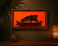 Image 1 of Witco Inspired Polynesian Outrigger Canoe Wall Art | Mid Century Tiki Decor | 