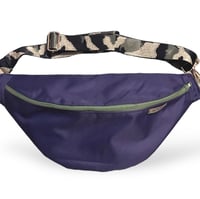 Image 1 of Large purple waterproof bumbag with olive zip