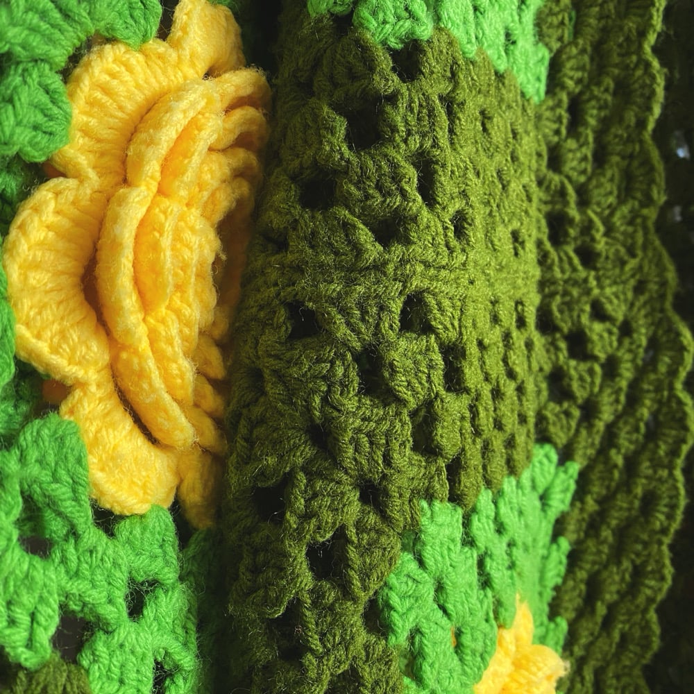Image of Chrysanthemum-on-Green Granny Sweater