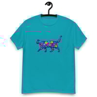 Image 9 of Unisex classic tee, Blue Floral Cat T-Shirt | Colorful Artistic Cat Graphic Tee