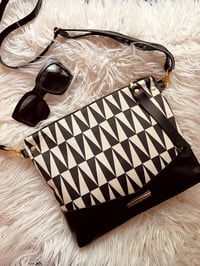 Image 1 of Black & cream triangle crossbody 