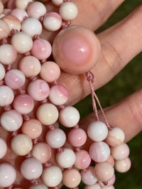 Image 1 of Pink Conch Shell Mala, Queen Conch Shell 108 Bead Japa Mala Hand Knotted Shell Necklace