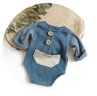 Image 1 of Newborn boy bodysuit for photoshoot | Adrien| navy blue
