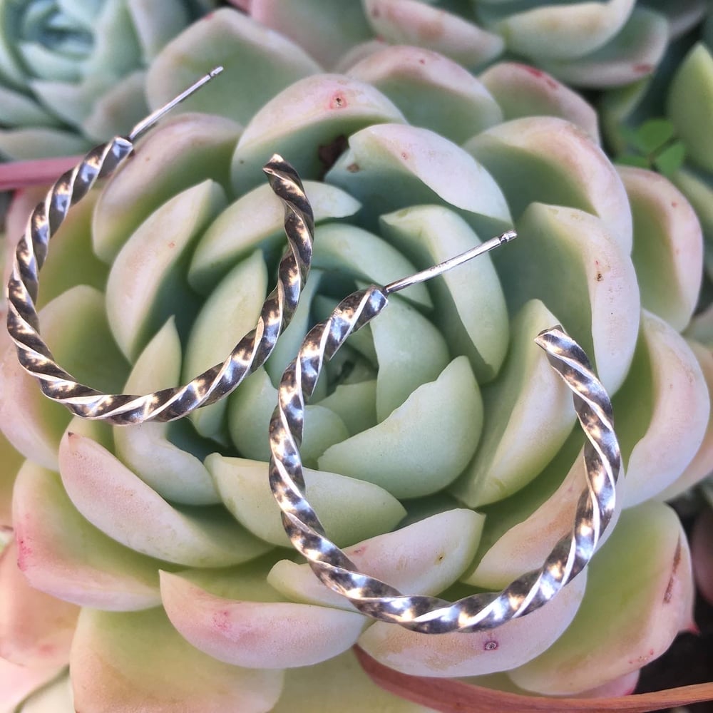 Image of Twisted Hoops Silver