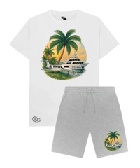 Image 1 of OG Palmé & profits- Short & T shirt set White/Grey