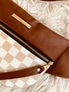 Latte checkered crossbody with brown 
