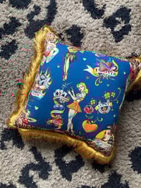 Image 12 of blue Pinup Girl with tiger print Cushion cover