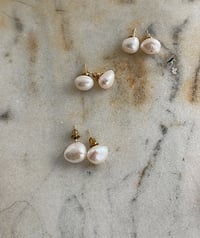 Large organic shaped Pearl studs 