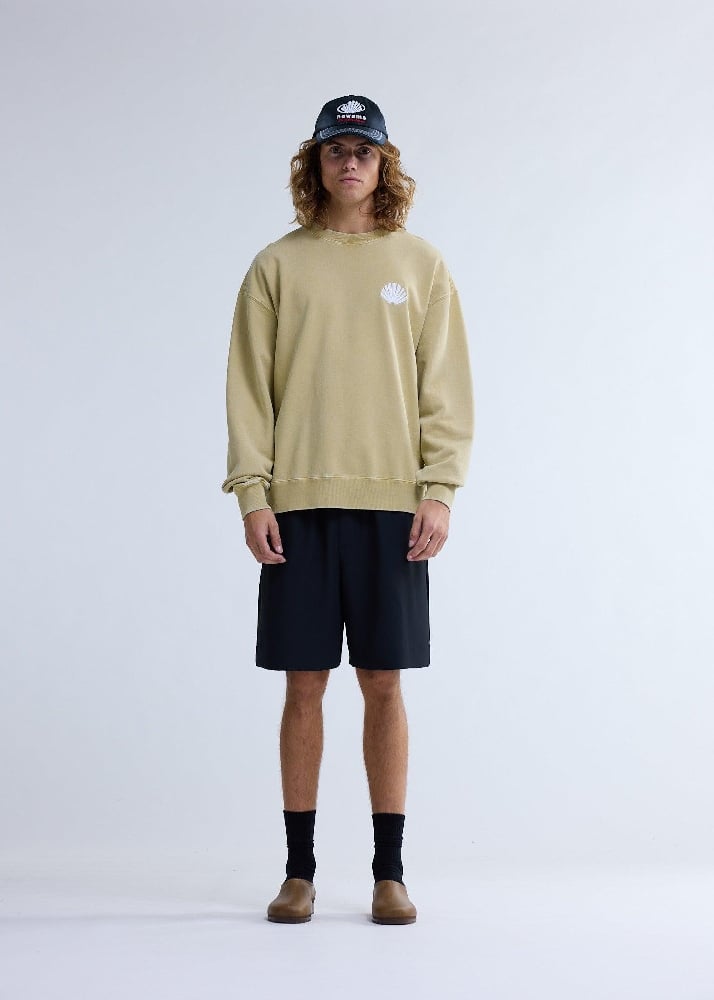 Image of NEW AMSTERDAM SURF ASSOCIATION LOGO CREWNECK YELLOW STONE