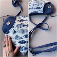 Image 1 of Zippertop Blue Fish Purse