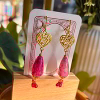 Nouveau Pink Swirl Heart Earrings
