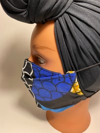 Image 4 of 3D Face Mask Blue Ankara African Print