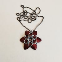 Image 3 of Faux-Leather Flower Pendant