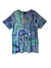 Image 3 of ♻️ UPCYCLED L Ladies 100% Cotton Tee in Mermaid Geode Ice Dye