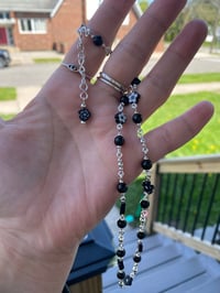 Image 3 of Silver/Black Flower necklace