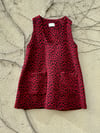 TRAPEZE MINI DRESS IN RED AND NAVY ANIMAL PRINT WOOL