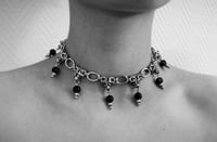 Image 2 of One-of-a-kind piece - Gothic/ Chic choker necklace - Byzantine, burgundy beads, steel beads