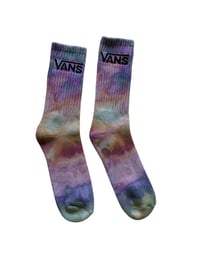 Image 4 of M/L Adult VANS Hand-Dyed Crew Socks in Soft Rainbow Ice Dye 