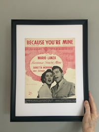 Image 4 of Mario Lanza:  Because You're Mine, framed 1950s sheet music