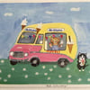 A5 art print -Mr Whippy ice cream van 