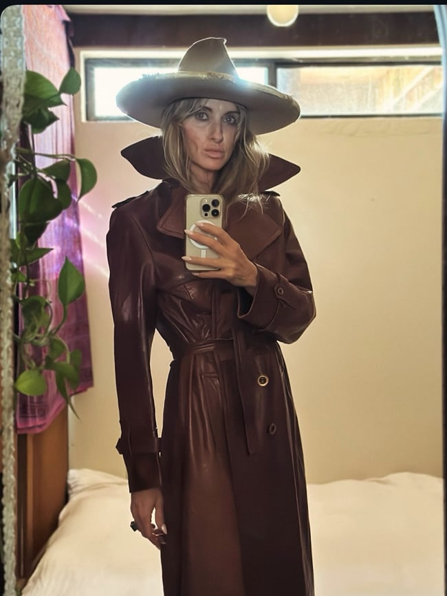 early 70s leather trench riding coat with the perfect patina