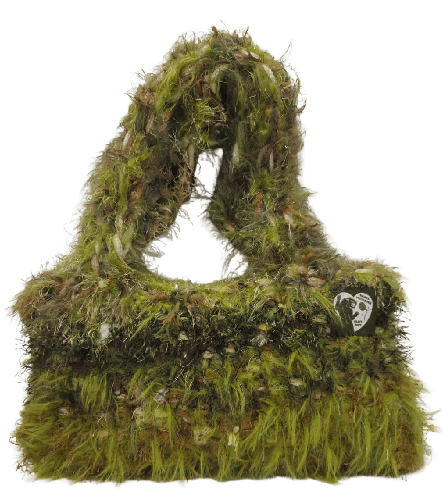 Image of Ghillie 15  - Earth tone fluffy over the shoulder handbag made from recycled materials