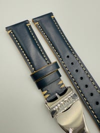 Image 2 of Tudor 22mm Navy Blue Leather Watch Band Strap For Tudor Bay Gmt Watches