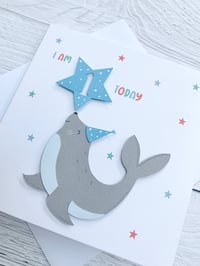Image 4 of Personalised Kids Sea Lion - Special Age Birthday Card - Custom Milestone Card for Boys and Girls