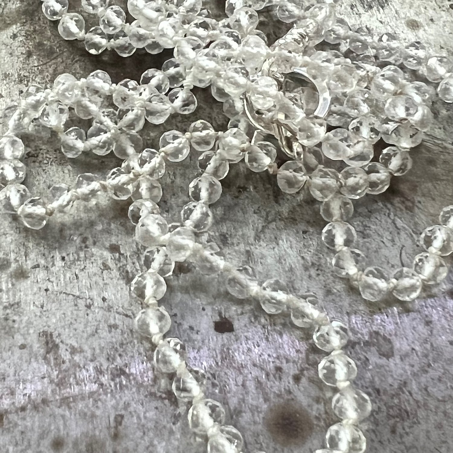 Image of Petite Faceted Crystal Beaded Necklace with Quartz Pendant 