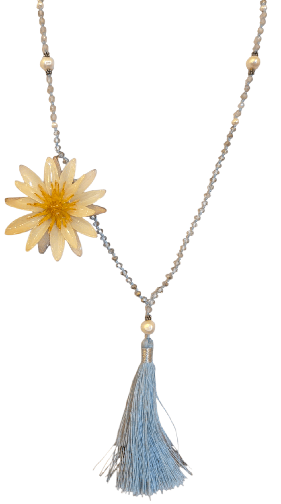 Image of OOAK Waterlily, Freshwater Pearl & Crystal Necklace