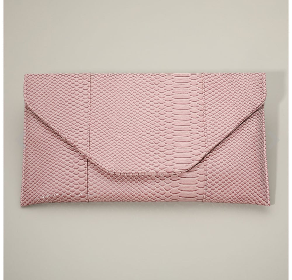 Image of Snake Skin Patterned Envelope Pink Clutch / Shoulder Bag