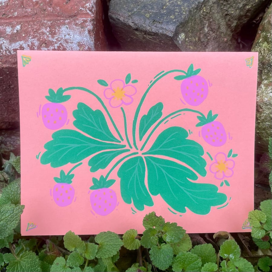 Image of Pink Strawberries card