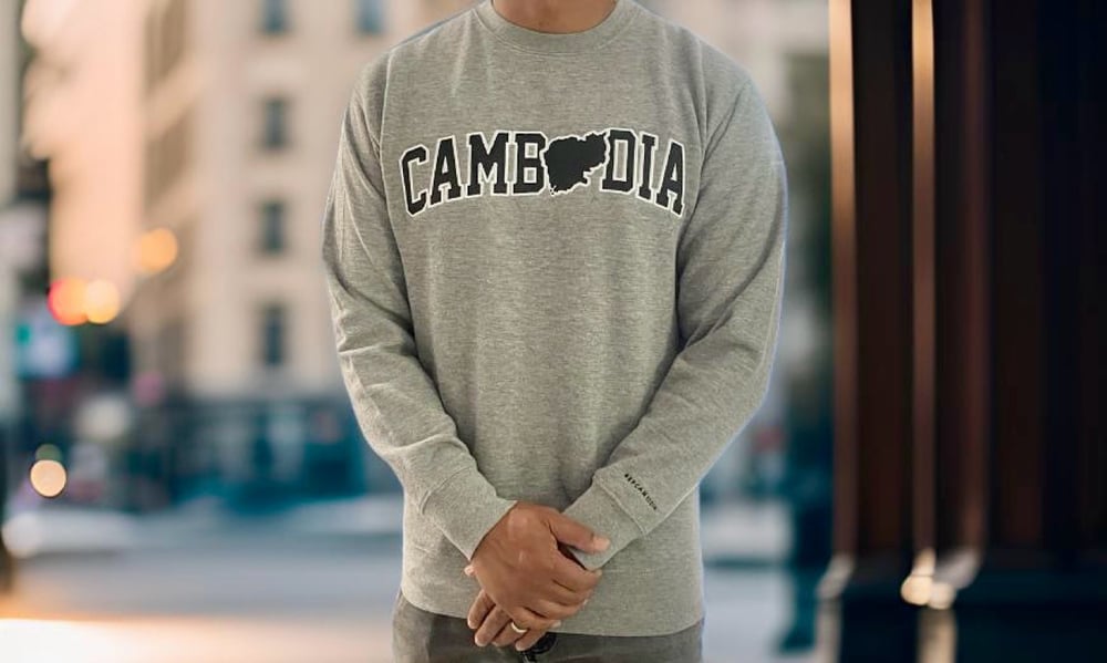 Image of Heather Grey Limited Edition Embroidered Cambodia Sweater *PRE-ORDER