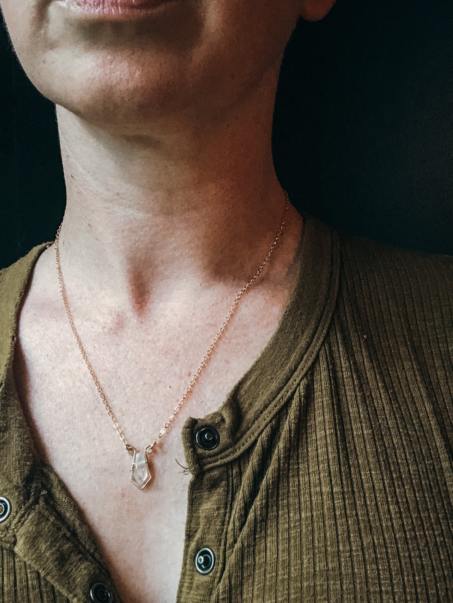 Image of Rainbow Moonstone Shield Necklace - Gold Fill